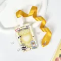 Cute dopamine transparent card holder with yellow lanyard, perfect for student ID cards. - Yellow Checkerboard Dog + Yellow Lanyard