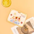 Cute cartoon flower student campus card holder protector for meal ID cards, lovely design. - Horizontal-Yellow Frame Flower Bush (No Accessories)