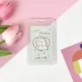 Cute student PP cartoon card holder transparent ID card protective cover with cute dinosaur insert. - Vertical PP Card Sleeve / Green Base Dinosaur (No Accessories)
