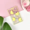Portacarte trasparente dei cartoni animati con rilievo di anatra gialla, ideale per badge. - Anatra Fragola (Senza Accessori)