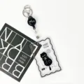 Cute black cat transparent ID card holder with retractable badge reel for student campus card use. - Yarn Ball Black Cat (Black Retractable Buckle)