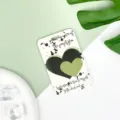 Ins style ID card holder with double heart pattern and English quote for daily use - English Black Green Heart / No Accessories