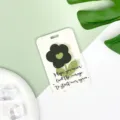 Ins style card holder vertical badge holder bus card sleeve student ID work card protective cover - English Green Leaf Black Flower / No Accessories
