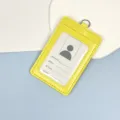 Yellow leather badge holder vertical double slot ID card case name tag protector - Yellow Leather Holder (Without Lanyard)