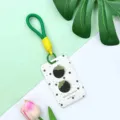 INS style card holder with woven lanyard, cute berry charms badge holder for daily use. - English Black Strawberry / Green Short Braided Rope