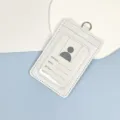 White PU leather ID card holder badge holder with clear window and metal ring variant - White Leather Holder (Without Lanyard)