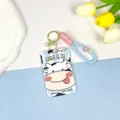 Cute cartoon cow card holder with wrist strap keychain for ID bus pass protection case - Big Head Cow / Blue Lucky Bag Hand Strap