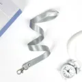Silver work ID lanyard with metal hook and strap, suitable for employee badge or student card. - Grey Hook Lanyard