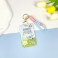Cute cartoon cow card holder with silicone lanyard, portable bus card protector for students. - Cow On Meadow / Blue Lucky Bag Hand Strap