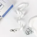 White lanyard neck strap for ID badge holder with metal clasp hook for daily use new - White Hook Lanyard