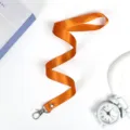 Orange lanyard neck strap with metal swivel hook for ID badge, card holder, keys 1.5cm wide - Orange Hook Lanyard