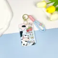 Cute cartoon cow strawberry card holder with blue strap keychain, perfect for student ID card. - Strawberry Cow / Blue Lucky Bag Hand Strap