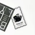Transparent black cat card holder wavy edge clear protective sleeve for student ID card. - Flower Black Cat (No Accessories)