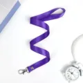 Purple lanyard for ID badge holder, 1.5cm wide strap with metal hook and sturdy clip. - Purple Hook Lanyard