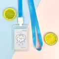 Cute transparent ID card holder with blue lanyard and lovely cartoon insert badge case. - Blue Background White Goose Paper Card (1.5cm Snap Button - Light Blue Lanyard)