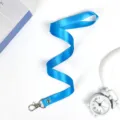 Blue lanyard neck strap with metal hook for ID card badge, 1.5cm width variant display. - Medium Blue Hook Lanyard