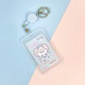 Clear ID Badge Holder with Retractable Reel and Cute Cartoon Insert Card Variant - Blue Background White Goose Paper Card (Light Blue Retractable Buckle)