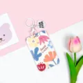 Tarjetero deslizante floral con llavero bonita funda protectora para tarjeta - Floral Inglés Pantalla Completa / Llavero de corazón blanco