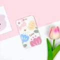 Fundas deslizantes para tarjetas con flores, soporte transparente para tarjetas de estudiantes. - Cuatro Flores Lindas / Sin Accesorios