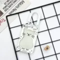 Creative cartoon cat badge holder with spring lanyard, cute student bus card protector. - Cat Frame With White Double Loop Spring Cord / Transparent Plug-in