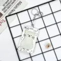 Cute cartoon cat card holder student badge protective cover bus card case with keychain. - Cat Frame With Leather Strap Metal Clasp / Transparent Plug-in
