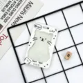 Cute cartoon cat ID card holder student badge protective case for bus pass cover - Cream Cat Frame