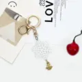 Christmas snowflake keychain with bell, cute acrylic pendant keyring for keys and bags style. - Snowflake / Bell Keychain