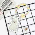 Cute cartoon rabbit card holder with colorful beaded lanyard student badge protector bus pass case - Bunny Frame With Yellow Bow Bracelet