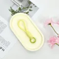Yellow short braided lanyard wrist strap for phone case and keys with green metal ring. - Yellow