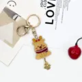 Cute Christmas reindeer acrylic keychain with gold bell metal clasp aesthetic bag pendant. - Elk / Bell Keychain