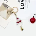 Christmas Snowman Acrylic Keychain Gold Metal Bell Cute Holiday Bag Pendant Key Ring Accessory - Snowman / Bell Keychain