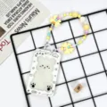 Cute cartoon bear student ID card holder with colorful beaded lanyard set for daily use - Cute Dog Frame With Yellow Bow Bracelet
