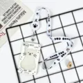 Cute cartoon cat ID card holder with lanyard, perfect for students and office workers daily use. - Cat Frame With Retractable Lanyard (Black Cat Paw)
