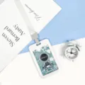 Cute astronaut student card holder with lanyard, ABS bus card protective cover in blue. - Green Standing Astronaut Style (With Lanyard)