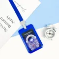 Blue ABS student cartoon astronaut card holder badge holder with lanyard school bus card cover - Interstellar Astronaut Style (With Lanyard)