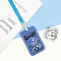 Blue astronaut cartoon student card holder with lanyard, cute ABS bus card protective sleeve - Blue Standing Astronaut Style (With Lanyard)