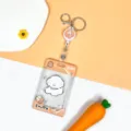 Cute transparent card holder with retractable badge reel and lovely puppy cartoon design. - Biscuit Dog With Easy Pull Buckle / Sliding Transparent