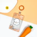 Transparent cute cartoon card holder with dog design and retractable reel clip for student ID. - Biscuit Dog With Orange Keychain / Sliding Transparent
