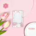Rosa harte Plastik ID-KartenhUelle mit niedlichen Herzen und schoenem Aesthetik Design. - Schiebe Transparent-Liniertes Herz Dialogbox (Ohne Zubehör)