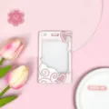 Rosa transparenter Plastik-Kartenhalter Ausweishülle mit süßem Herzdesign für den täglichen Gebrauch - Schiebe Transparent-Gemustertes Herz Dialogbox (Ohne Zubehör)
