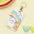 Cute cartoon slide card holder keychain student campus meal card protective sleeve rainbow duck - Rainbow White Goose / Round Buckle