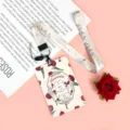 Cute ABS ID badge holder with lanyard, cartoon rabbit and tulip design for school and work - Little Rabbit Wreath / Long Lanyard
