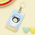 Cute cartoon sliding card holder with cute duck design, student campus ID card protector. - Braided White Goose / Round Buckle