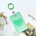 Mint green transparent student ID card holder with keychain lanyard, stylish minimalist design. - Green Heart (With Green Faux Leather Strap Ring)