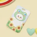 Cute cartoon sliding card holder with frog duck design, student ID card protector case. - Sunflower White Goose