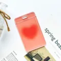 Pink transparent card holder with red heart gradient design cute student bus pass case - Orange Heart (Without Accessories)