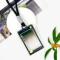 Transparent PS cartoon card holder with black lanyard for student ID and access card use. - Black Long Braided Rope / Black