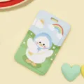 Cute cartoon duck sliding card holder, student campus meal card protective case, blue design. - Blue Hat White Goose (No Accessories)