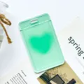 Clear green student badge card holder, stylish transparent bus pass protective case for daily use. - Green Heart (No Accessories)