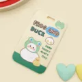 Cute cartoon sliding card holder id badge protector with cute frog duck design for students - Little Yellow Duck and White Goose (No Accessories)